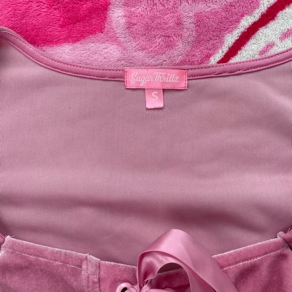 Pink Velvet Lace-Trimmed Top - Picture 4 of 4